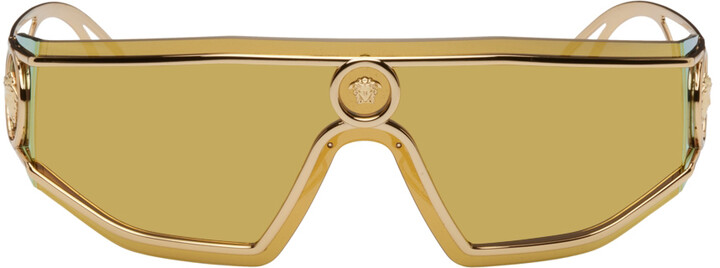 Versace Gold Medusa Shield Sunglasses - ShopStyle