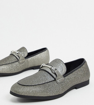 mens silver glitter loafers