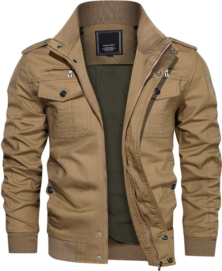 KEFITEVD Mens Army Jackets Casual Air Force Bomber Jacket Trucker Multi