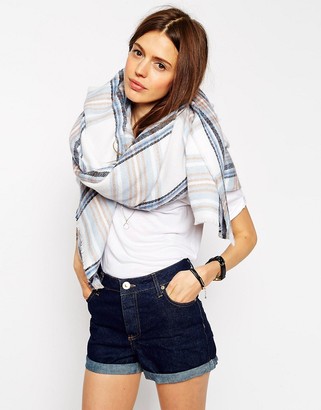 ASOS Oversized Square Scarf In Blue Check