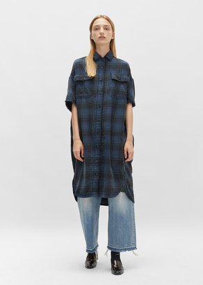 R 13 Cocoon Shell Dress Navy Plaid Size: X-Small