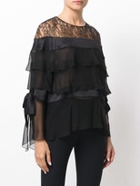 Thumbnail for your product : Alberta Ferretti Lace Trim Layered Top