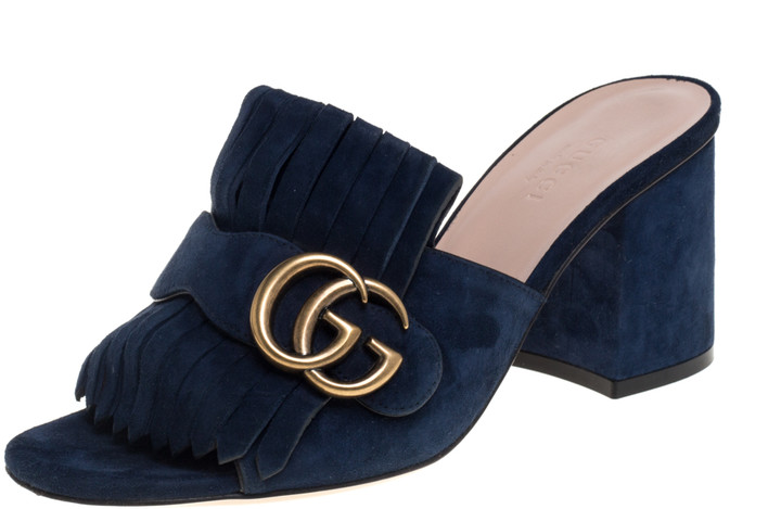 gucci slides navy blue
