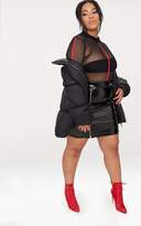 Thumbnail for your product : PrettyLittleThing Plus Black Mesh Contrast Stripe Bodysuit