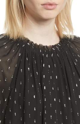 Joie Baylee B Ruffle Collar Metallic Dot Blouse