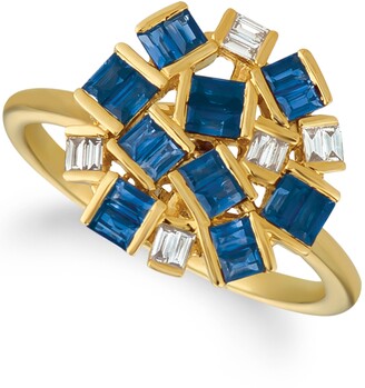 LeVian Baguette Frenzy Blueberry Sapphires (1 1/5 cttw) and Nude Diamonds (1/8 cttw) Ring set in 14k gold