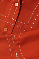 Thumbnail for your product : Totême Embroidered Silk-twill Shirt - Orange