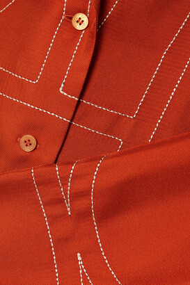 Totême Embroidered Silk-twill Shirt - Orange