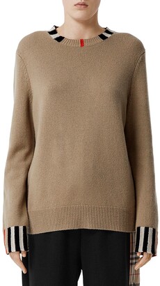 Burberry Eyre Check Detail Cashmere Sweater