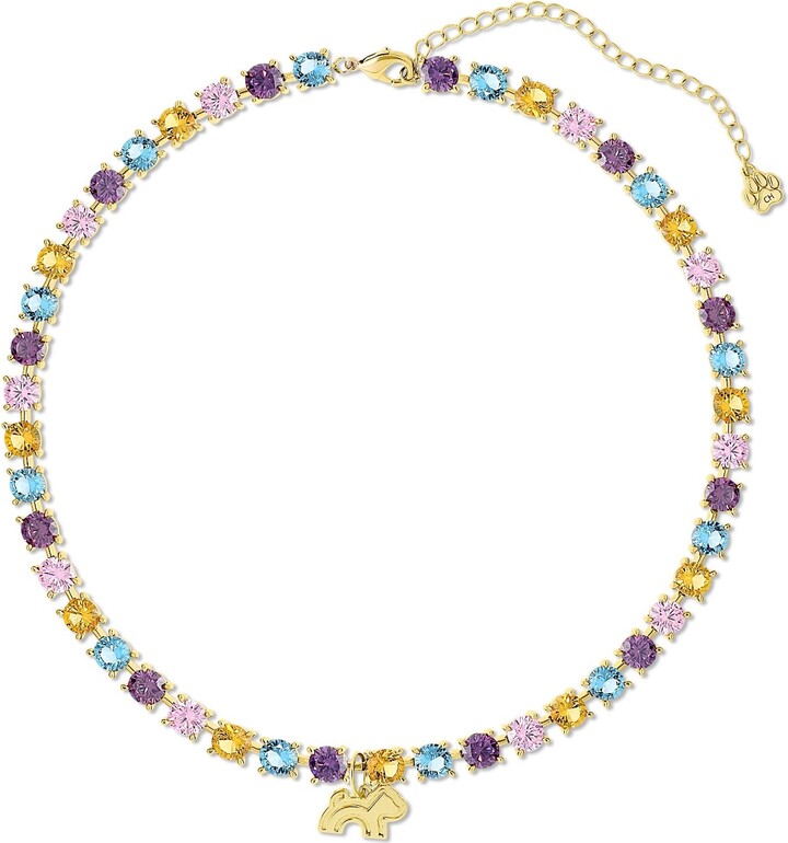 Cloud Haven Multicolor Cz Logo Pendant Necklace Gold