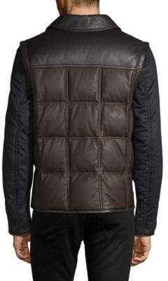 Brioni Leather & Cashmere Quilted Puffer Vest