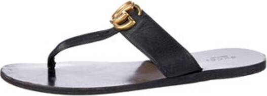 Gucci Leather T-Strap Sandals Black Double G Logo Unfortunately, due to restrictions, this item may not be eligible for shipping in all areas.
