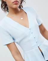 Thumbnail for your product : Missguided Tall exclusive tall button detail peplum blouse