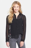 Thumbnail for your product : Frenchi Contrast Back High/Low Blouse (Juniors)