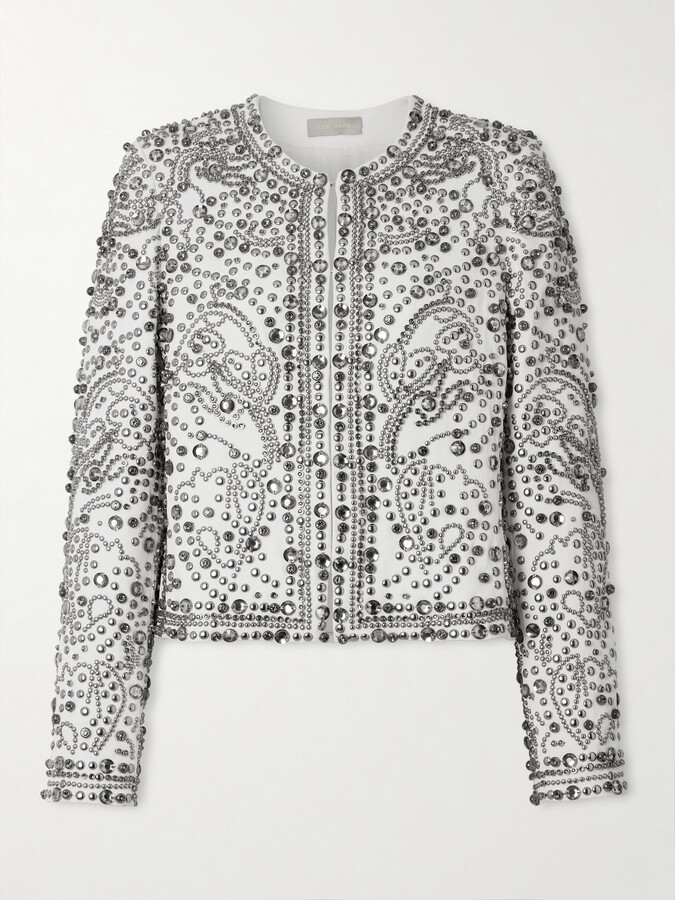 Elie Saab Studded And Crystal-embellished Cady Jacket - White