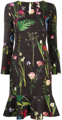Boutique Moschino Photographic-Floral Ruffle Hem Dress