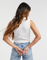 Thumbnail for your product : NATIVE YOUTH ribbed high neck top in white