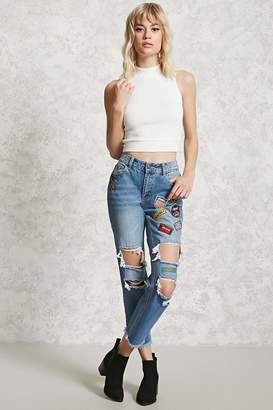 Forever 21 Patch Distressed Boyfriend Jeans