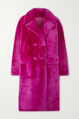 Yves Salomon Double-breasted Shearling Coat - Pink