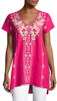 Thumbnail for your product : Johnny Was Christine Embroidered Linen Drape Top, Plus Size