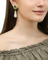 Thumbnail for your product : Ben-Amun Green-Stone Pearly Dangle Clip Earrings