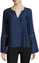Thumbnail for your product : Ramy Brook Astrid Satin Bell-Sleeve Top, Navy