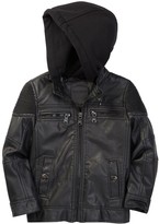 Thumbnail for your product : Urban Republic Ribbed Shoulder Faux Leather Hooded Jacket (Big Boys)