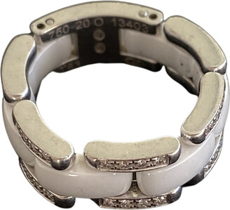 CHANEL Pre-Owned 18kt White Gold Flexible Ultra Medium Ceramic Diamond Ring  - Farfetch