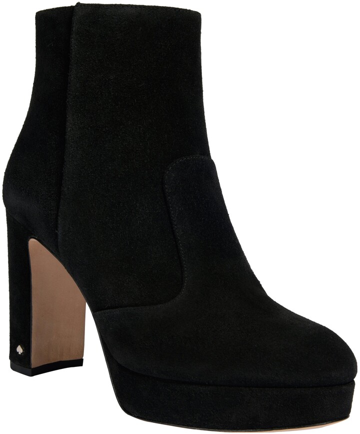 black suede platform booties