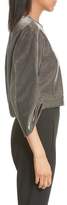 Thumbnail for your product : Tibi Ruched Sleeve Metallic Top