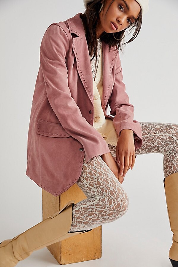 pink suede blazer