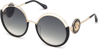 Roberto Cavalli Round Cutout Metal Sunglasses
