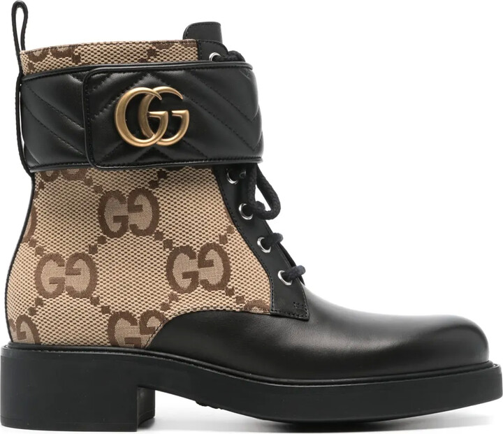 Gucci GG-canvas logo-plaque combat boots