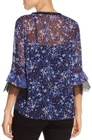 Thumbnail for your product : T Tahari Theresa Lace Trim Floral Blouse