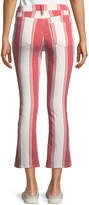 Thumbnail for your product : Frame Mid-Rise Striped-Denim Cropped Mini Boot-Cut Jeans