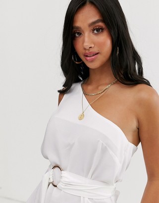 ASOS DESIGN Petite one shoulder top with ring detail