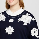 Thumbnail for your product : Victoria Beckham for Target Women's Plus Navy and White Floral Lace Appliqué Sweat Top