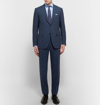 Canali Blue Slim-Fit Water-Resistant Birdseye Wool Suit Trousers