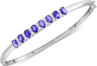 Macy's Tanzanite (3-1/8 ct. t.w.) & Diamond (1/8 ct. t.w.) Bangle Bracelet in 14K Gold over Sterling Silver (Also Available in Ruby, Emerald, and Sapphire) -