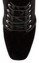 Thumbnail for your product : Giuseppe Zanotti Lace-Up Velvet Ankle-Buckle Boot, Black (Nero)