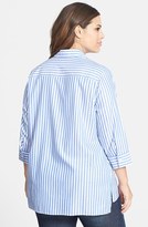 Thumbnail for your product : Foxcroft Roll Sleeve Stripe Twill Shirt (Plus Size)