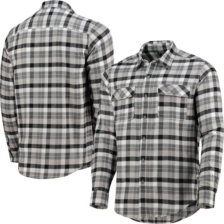 Atlanta Braves Antigua Flannel Button-Up Shirt - Navy/Gray