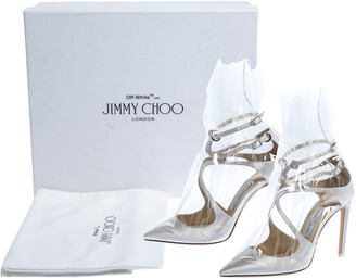 Jimmy Choo X OFF-WHITE Pearl White/Clear Satin and TPU Claire Pointed Toe Pumps Size 38