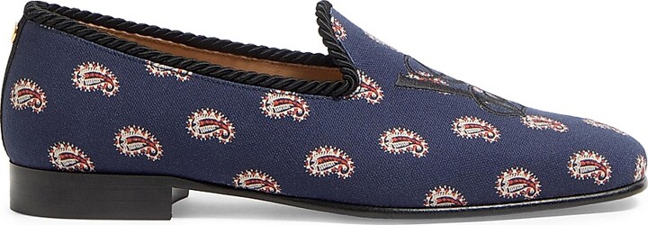 Men's Les Alcôvettes Loafers in Voyage Imaginaire Canvas Fabric - Blue - Size 9