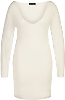 Thumbnail for your product : boohoo Plus V Neck Long Sleeve Bodycon Mini Dress
