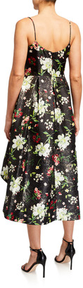 Aidan Mattox Floral Jacquard Sleeveless High-Low Dress