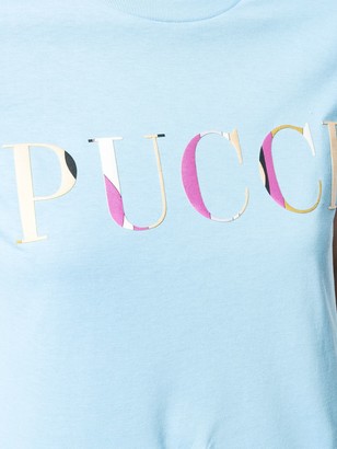Emilio Pucci Light Blue Guanabana Print Logo T-Shirt