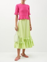 Thumbnail for your product : Molly Goddard Evanne Ribbed-knit Cotton Top - Pink
