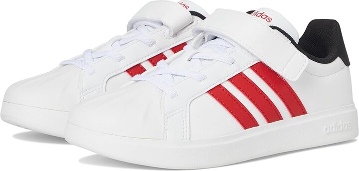 adidas Kids Streetalk Elastic Lace Shoes (Little Kid) Kids Shoes White/Better Scarlet/Black : 2.5 Little Kid W, Synthetic