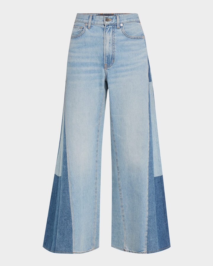 Veronica Beard Vicki Patchwork Wide-Leg Jeans